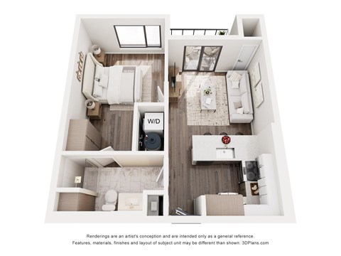 The Flyer 1 Bedroom Apartment Floor Plan at Webster Station Flats in Dayton Ohio
